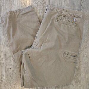 Carhartt Relaxed Fit 100095-253 Mens 44x32 Work Pants Tan Brown‎ Khakis